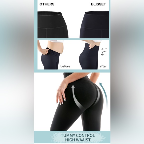 🤸‍♀️NWT 2 PACK BLISSET LEGGINGS BLACK SIZE L/XL🤸‍♀️ BUTT LIFT & TUMMY CONTROL - Picture 2 of 8